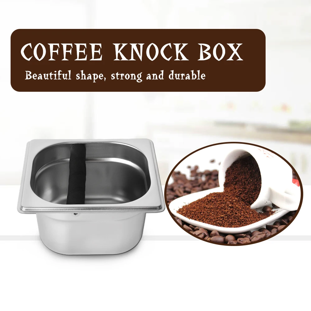 Stainless Steel Coffee Knocking Box Espresso Barrel Coffee Powder Slag Grind Bucket Portafilter Tapping Container