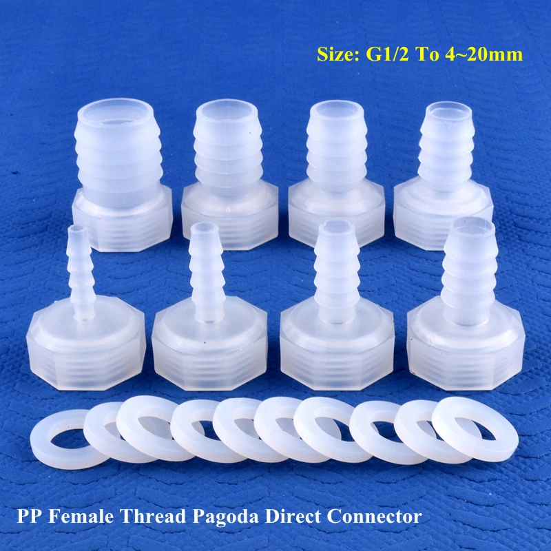 5~200pcs G1/2 Female Thread To 4~20mm PP Pagoda Direct Connector Micro Irrigation Garden Water Hose Joint Aquarium Tank Joints