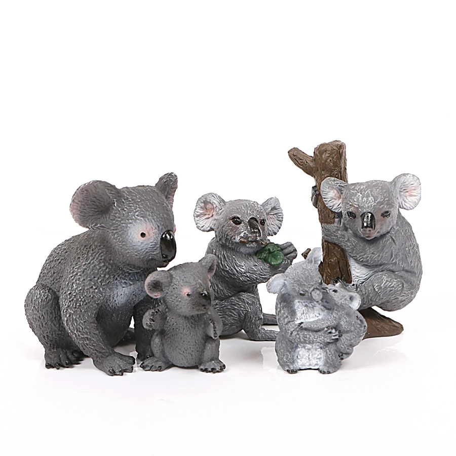 Figuras de acción de animales del bosque, modelos de plástico del Zoo, simulación de animales australianos, lindos modelos de Koala, figuras familiares, juegos de juguetes para niños