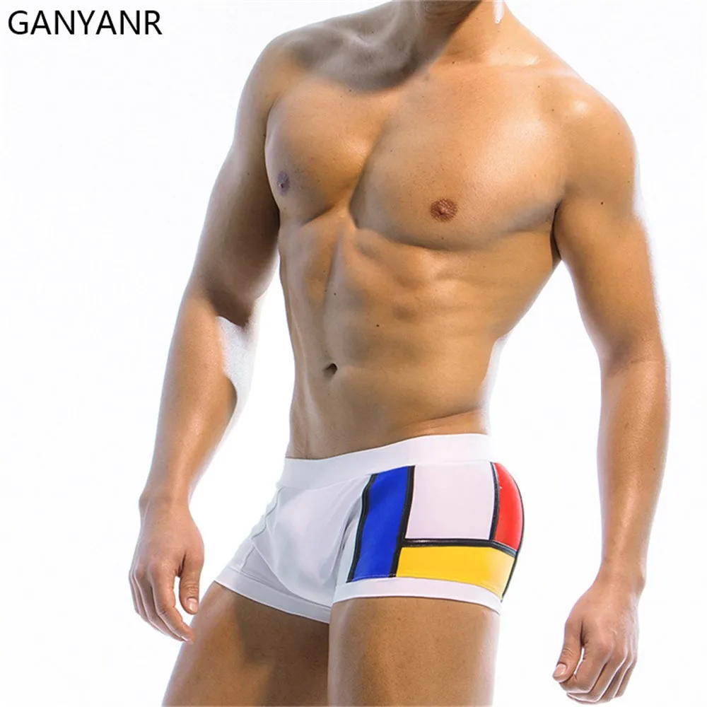 GANYANR Swimming Trunks Swimwear Men Shorts Sunga Swimsuit Swim Briefs Beach Wear Suit Bikini Boxer Bathing Sexy Surfwear Pouch
