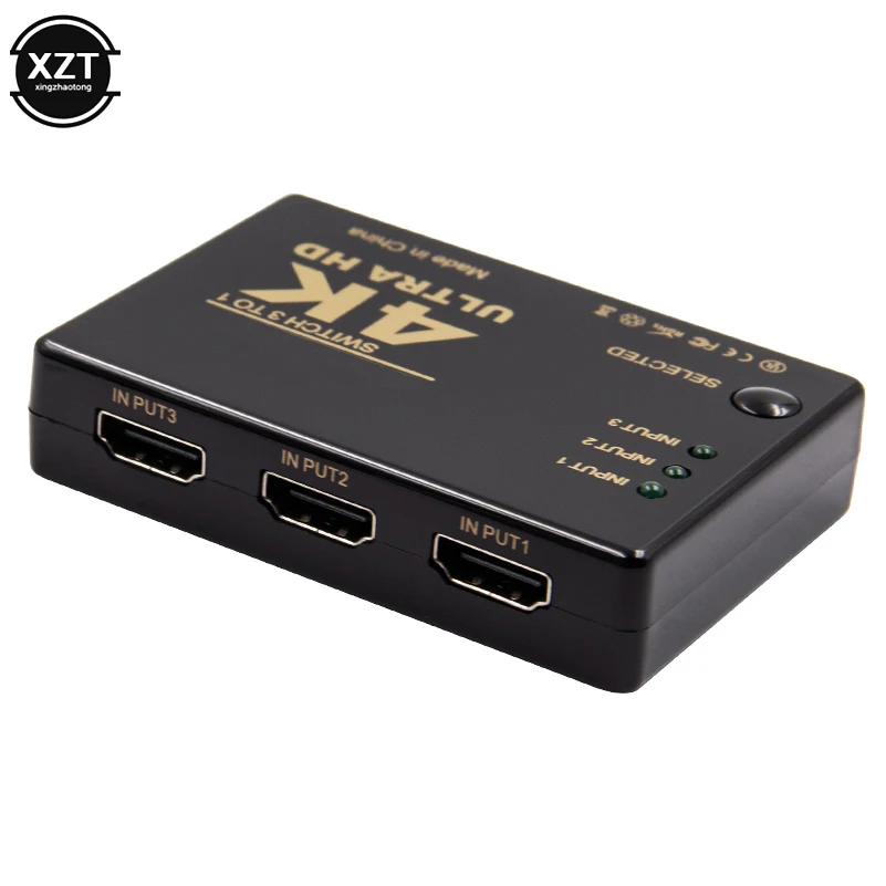 3 Port 4K * 2K 1080P przełącznik HDMI-kompatybilny wyboru 3x 1 rozdzielacz sygnału Ultra HD dla PC DVD HDTV Xbox PS3 PS4 multimedialnych gorąca