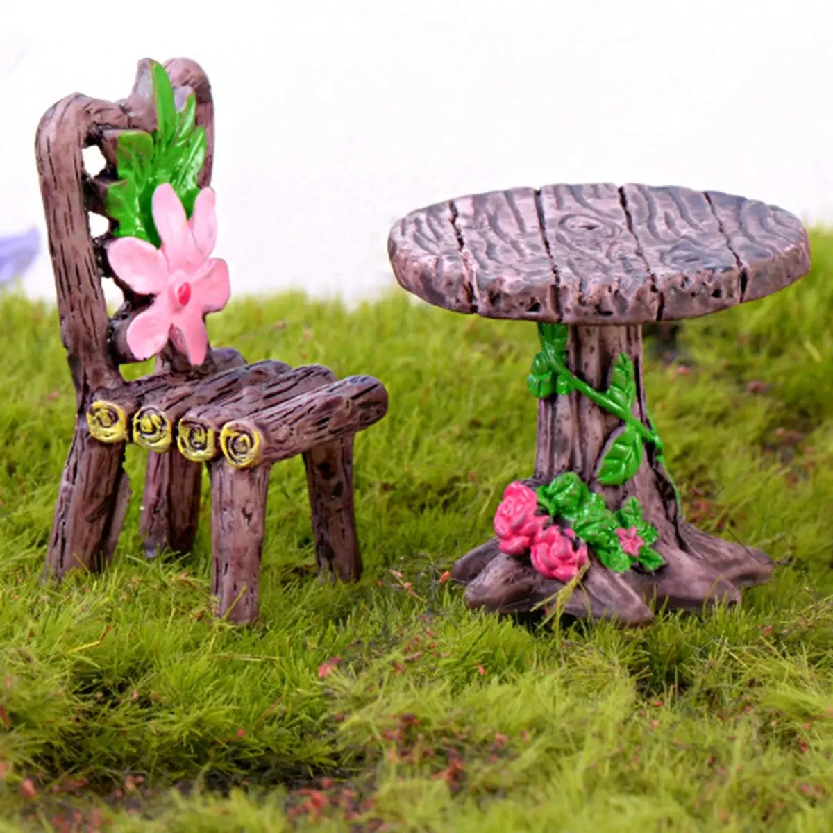 Mini Banc en Bois Miniature, Chaise de Table Mignonne, Siège de Parc, Ornement Artisanal en Résine, Micro Figurine de Paysage, Décoration, 1/3 Pièces