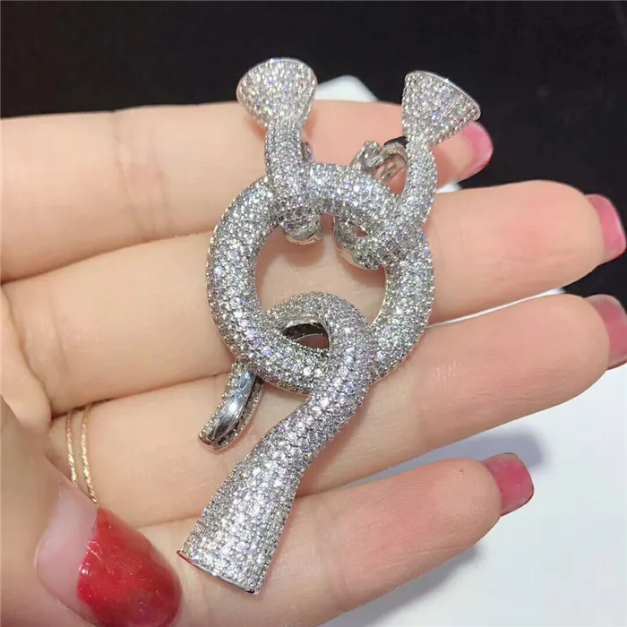 Women's  1 pc 26x60mm CZ Micro Pave Hook Ring Pendant Charm Jewelry Connector