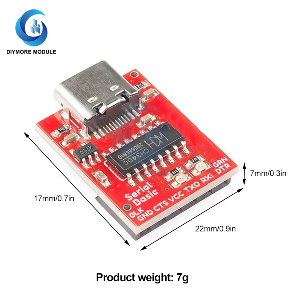 Type C to TTL Serial Port CH340C Module CH340 USB Bus Conversion Chip ISP Communicate Connector for STM32 Serial Port Download