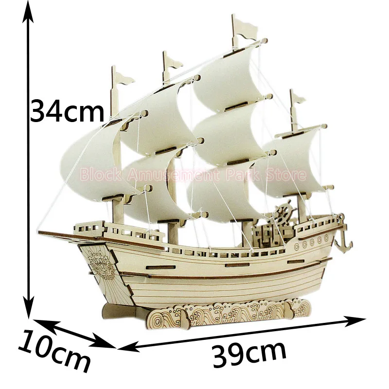 Sailboat Diy Toy Puzzle 3D Small Boat Educational Kids Gift Games Assemble Wood Building Ferry Model Wooden Toys Sailing Ship