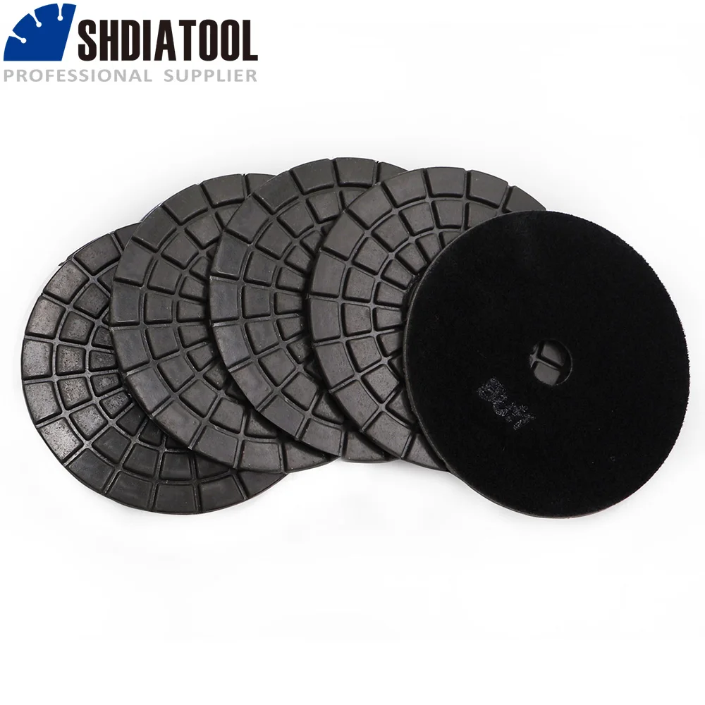 SHDIATOOL 5pcs Black Buff Professional polishing pads resin bond Diamond sanding disc for granite marble ceramic