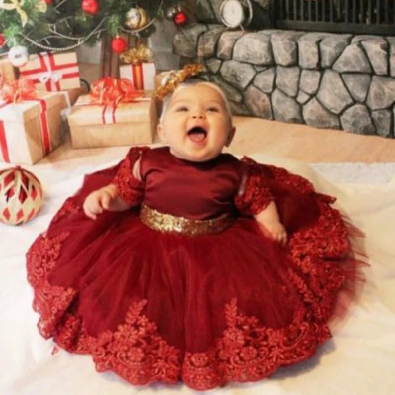 Ceremony Infant 1st Birthday Dress For Baby Girl Clothes Sequin Dress Princess Dresses Party Baptism Clothing 0 1 2 Year