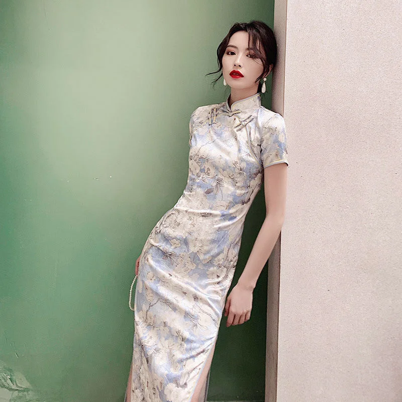 

Women Qipao Chinese Traditional Dress Hanfu Slim Long China Style Harajuku Vintage Cheongsams Robe Orientale Vestido Chino Mujer