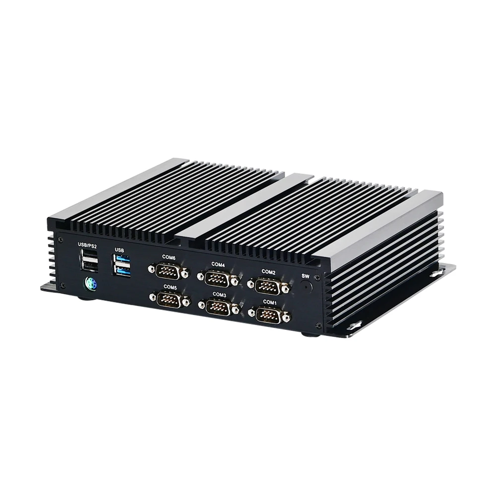 Mini computer industriale senza ventola 6xRS232 Porte COM Core i7-10510U 7510U i5-8260U HD VGA 2xLan 4G SIM Win10 Linux Mini PC robusto