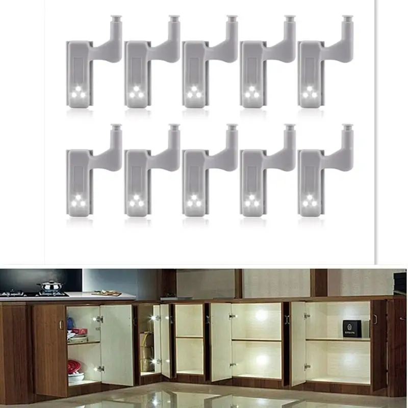 10Pcs LED Smart Touch Induction Cabinet Light Cupboard Inner Hinge Lamp Sensor Light Night Light for Closet Wardrobe