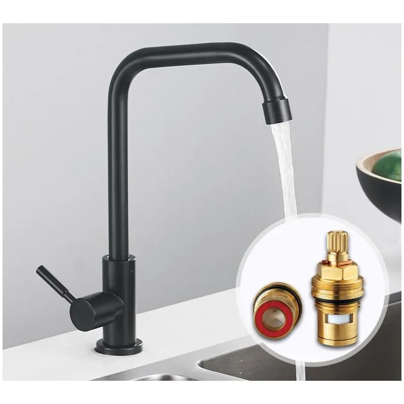 Durable Simple Kitchen Faucet Basin Sink Tap Single Cold Black Rotation Sink faucet Excellent Quality