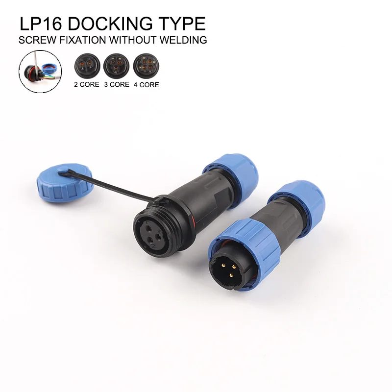 

LP/SP16 IP68 Screw crimp Solderless Waterproof Connector Male plug&female socket 2/3/4 pin Cable Docking Aviation Wire Connector