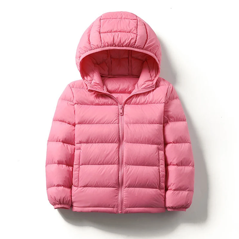 0-10℃ Kids Duck Down Jackets 2024 New Ultra Light Hooded Winter Coats for Boys Girls Portable Windproof Puffy Parkas 13T 14T