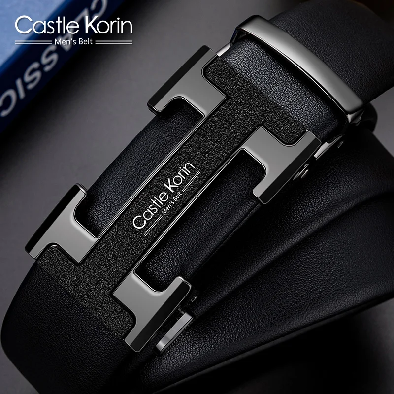 Belt men's leather automatic buckle cowhide trouser belt young people trend new high-end brand-name men's belt genuine