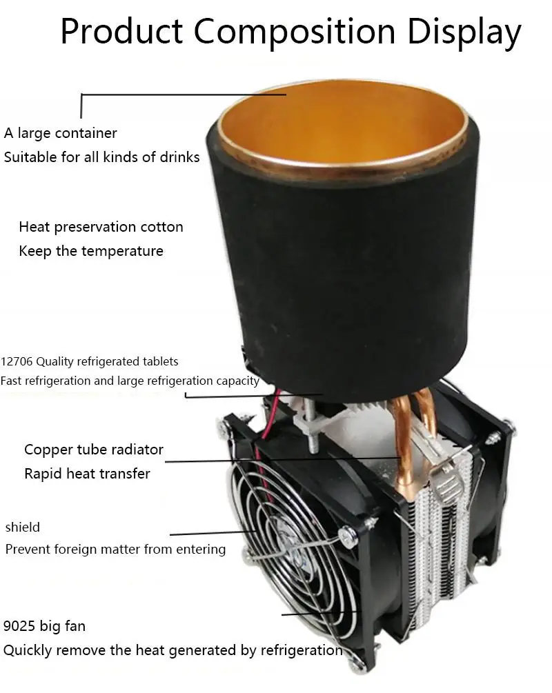 12V Semiconductor Cooler DIY เครื่องดื่มเย็นถ้วยตู้แช่แข็ง Quick Cooling Frosting ชุดขนาดเล็ก Cooling System