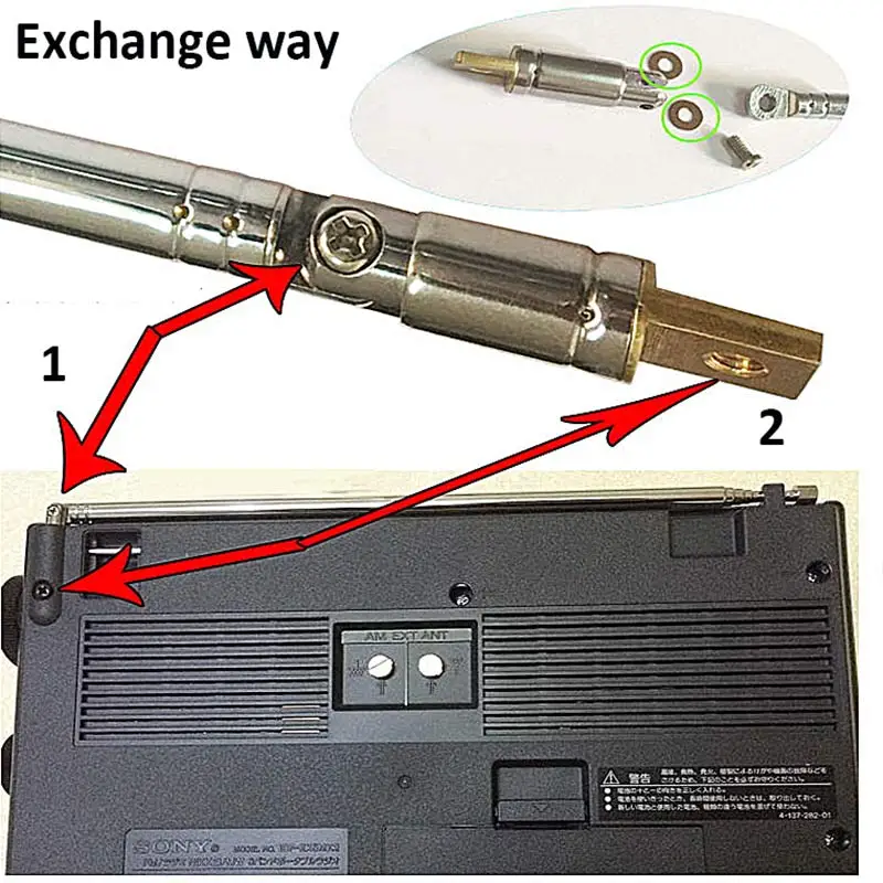 Tecsun Original Antenna Replacement Radio Steel Whip PL-660 PL-600 PL-310 PL-380 R-9012 PL-360 D-808 PL-880 S-2000 Antenna