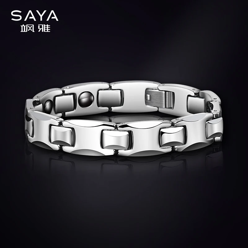 Men Bracelets, High Polished Tungsten Link for Women Scratch Proof Ceramic  Bangles, Silver Color, Free Shipping, Customized