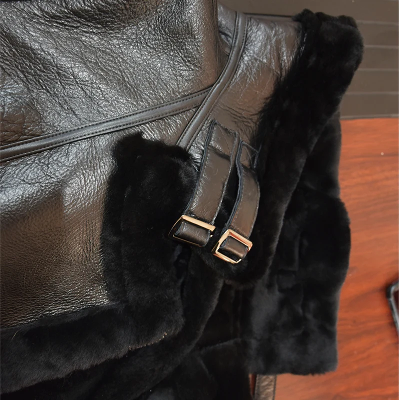 2021 Winter Coats Women Thick Leather Fur Sheepskin Coat Female Fur Leather Jacket Aviator Jacket Casaco Feminino