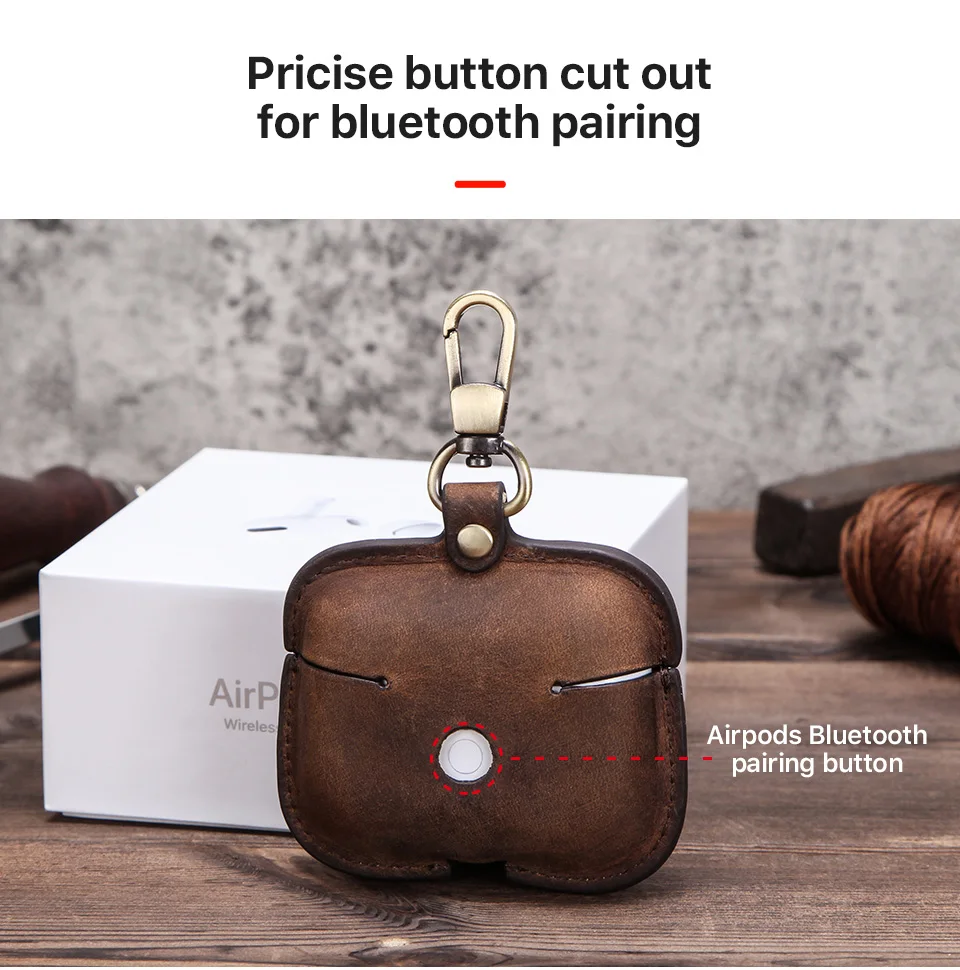 Retro-Echtlederhülle für AirPods Pro Hülle Funda Airpod Pro Ohio Bluetooth Wireless Kopfhörer Ladebox Luxus – Detail 12
