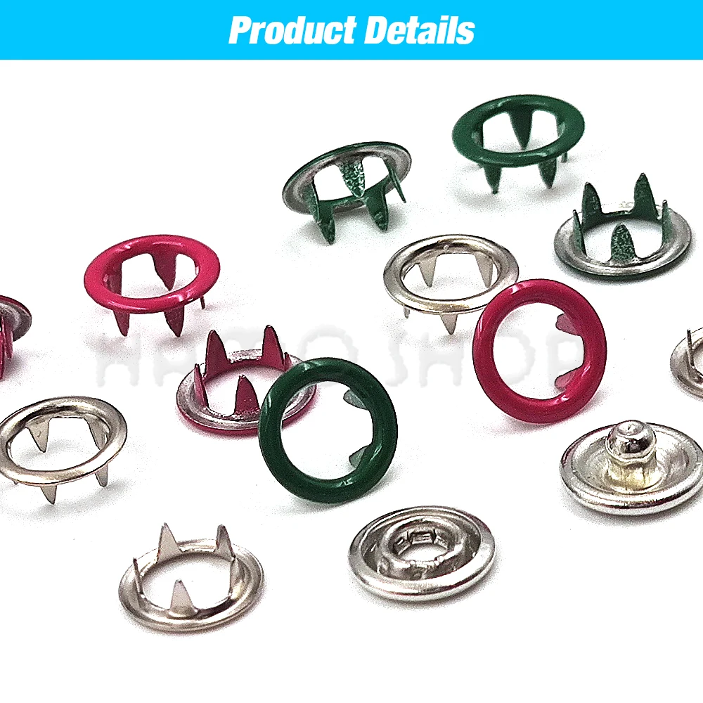 10-100 set 9.5mm bottone a pressione con bottone a pressione in metallo anello a polo cavo di fissaggio per vestiti borse da cucito per indumenti