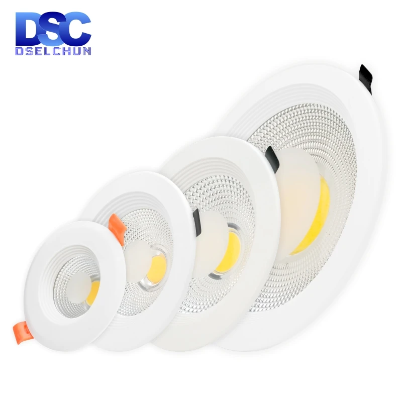 4pcs/lot LED Downlight 7W 10W 15W 30W COB Lamp 220V Spotlight Recessed Round Panel Light Indoor Lighting Down Light with Driver