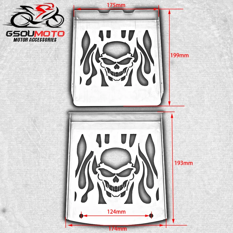 2 Pcs Motorcycle Skull Frame Grill Grille Fuel Tank Guard Radiator Cover For Suzuki VL 1500 1500LC VL1500 Intruder 1998 - 2008