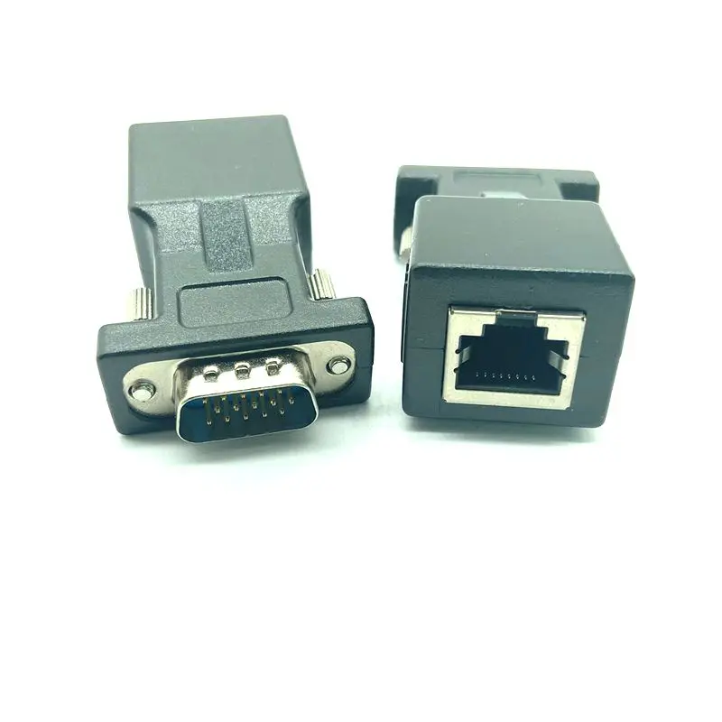 Головка удлинителя VGA «папа-мама» к LAN RJ45 Cat5 Cat6 20 м, адаптер сетевого кабеля, удлинительная линия VGA