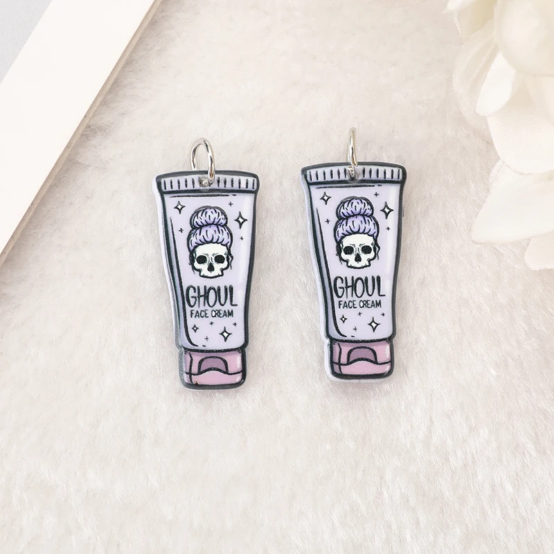 10 Pcs Halloween Charms Cocktail Skulls Axe Blood Cotton Candy Ghoul Cream Crafts Flatback Acrylic Findings For Jewelry Diy