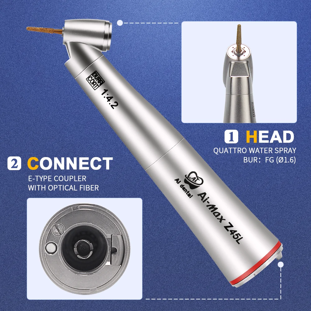 Red Ring Increasing Low Speed Fiber Optic Contra Angle Dental Handpiece E-Type Electric Micromotor Medical Materials