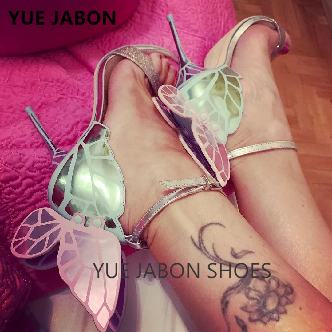 

Роскошный стиль, женская летняя обувь на высоком каблуке с бантом и крыльями бабочки, сандалии, женские туфли-лодочки с открытым носком и ремешком на щиколотке с бантом для вечеринок