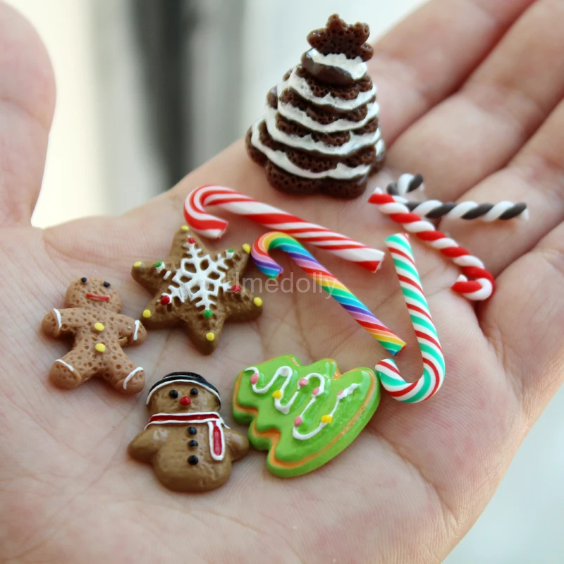 1/6 Scale Miniature Dollhouse Christmas Cookies & Mini Candy Cane for BJD Blyth Doll Food Kitchen Accessories Toy