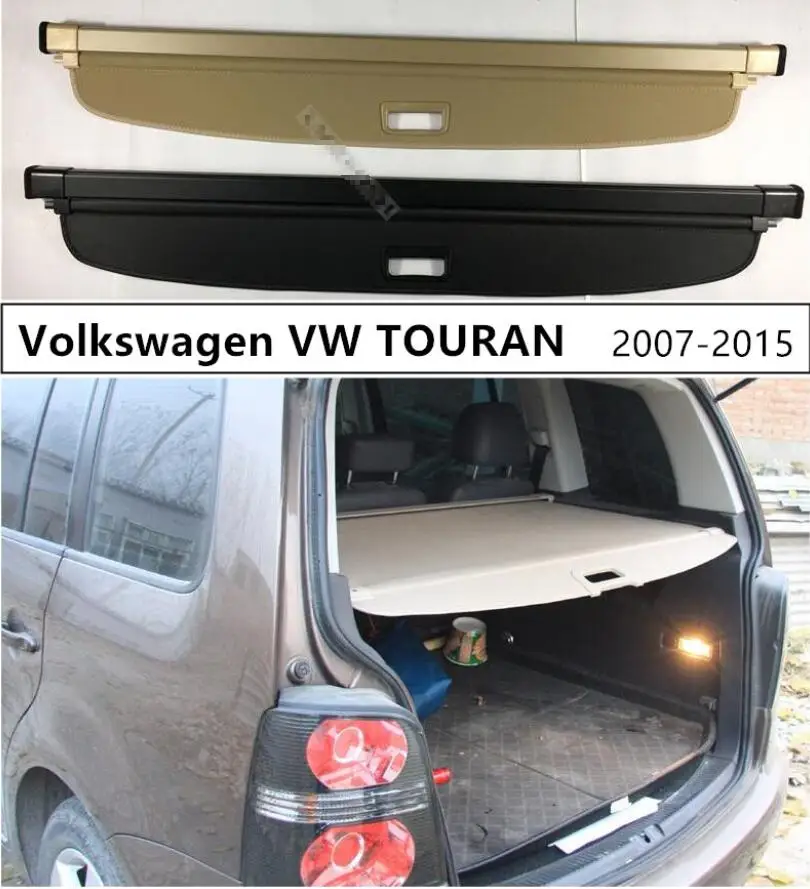 

For Rear Trunk Cargo Cover Security Shield For Volkswagen VW TOURAN 2006-2015 High Qualit Auto Accessories Black Beige Grey