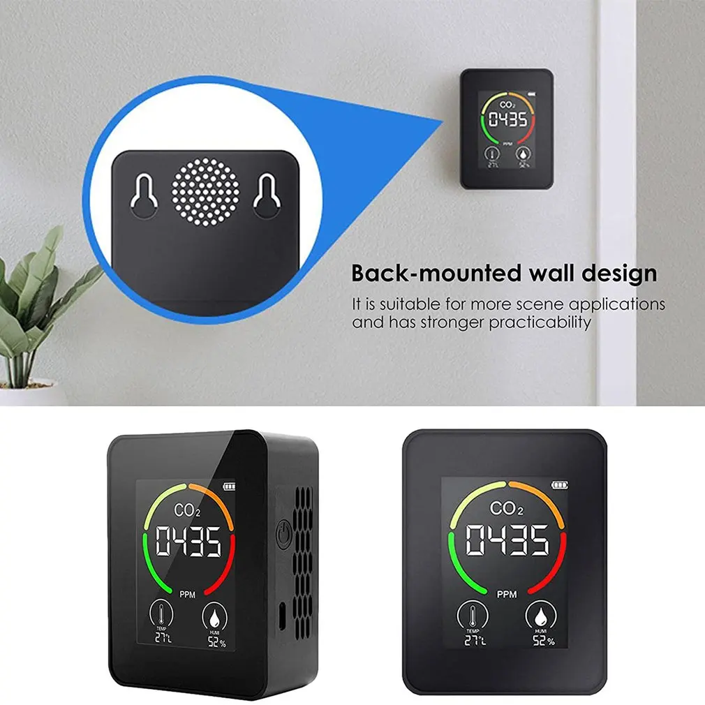 Portable CO2 Detector Gas Concentration Detection Air Temperature Humidity Equipment Sensor Accurate Digital Display Detector