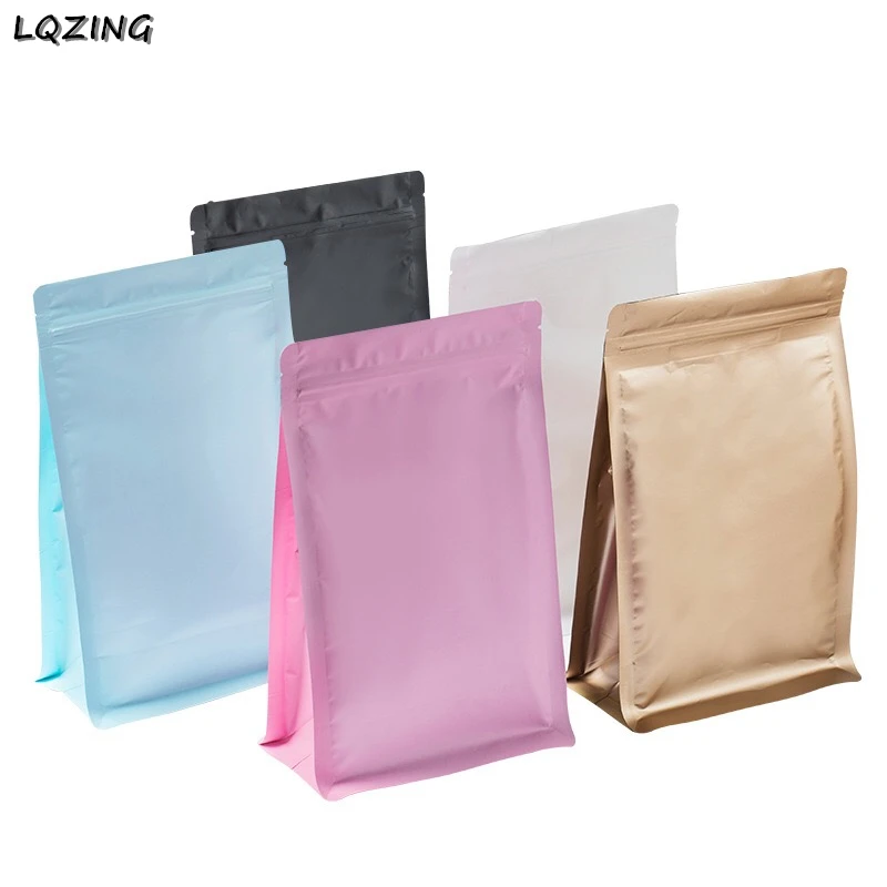 100Pcs Dark Blue Stand Up Foil Bag Zipper Smell Proof Packaging 1/2 pound Coffee Bean Bag with Lock Storage Pouches Organizer