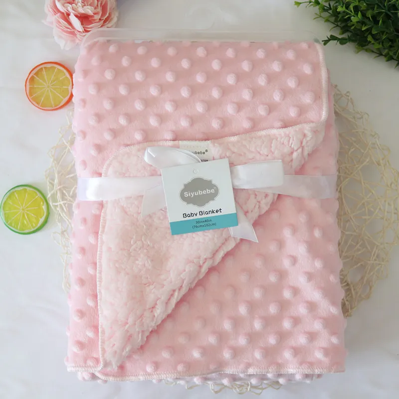 Baby Peas Blankets Newborn Double-layer Quilts Appease Swaddling Soft Fleece Solid Bedding Set Infant Swaddle Wrap For Newborns