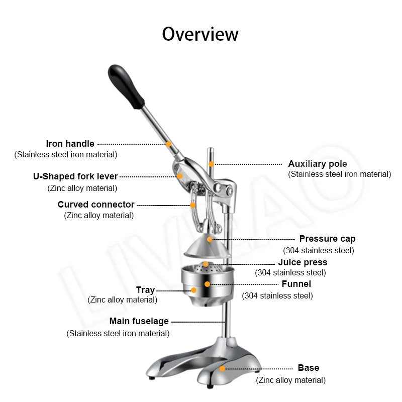 Fruit Juicer Manual Stainless Steel Mini Citrus Juicer Orange Lemon Fruit Juicer Grinder Kitchen Gadget Juice Tool