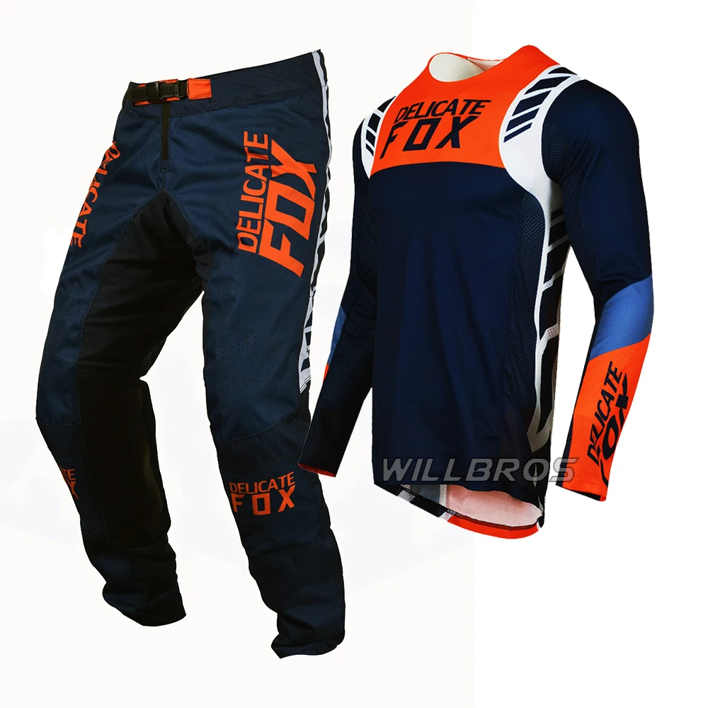 

Delicate Fox Mach Gear Set Mountain Bicycle Offroad 4-Way StretchJersey Pants MTB ATV Bike Motocross MX Kits Men