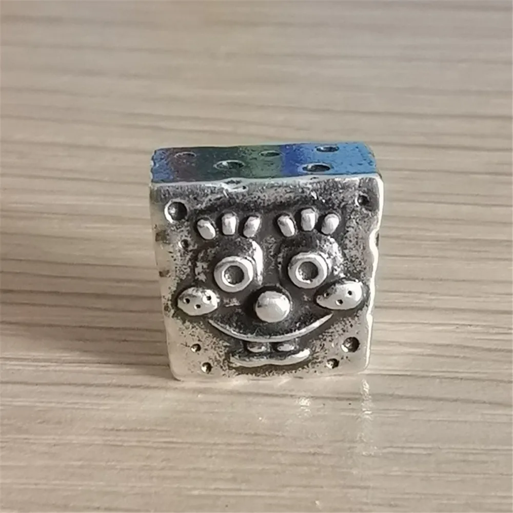 Square Charms Beads Silver 925 Original Beads Fit Original Bracelet Jewelry Vintage Bead for Jewelry Making Beads Pendants