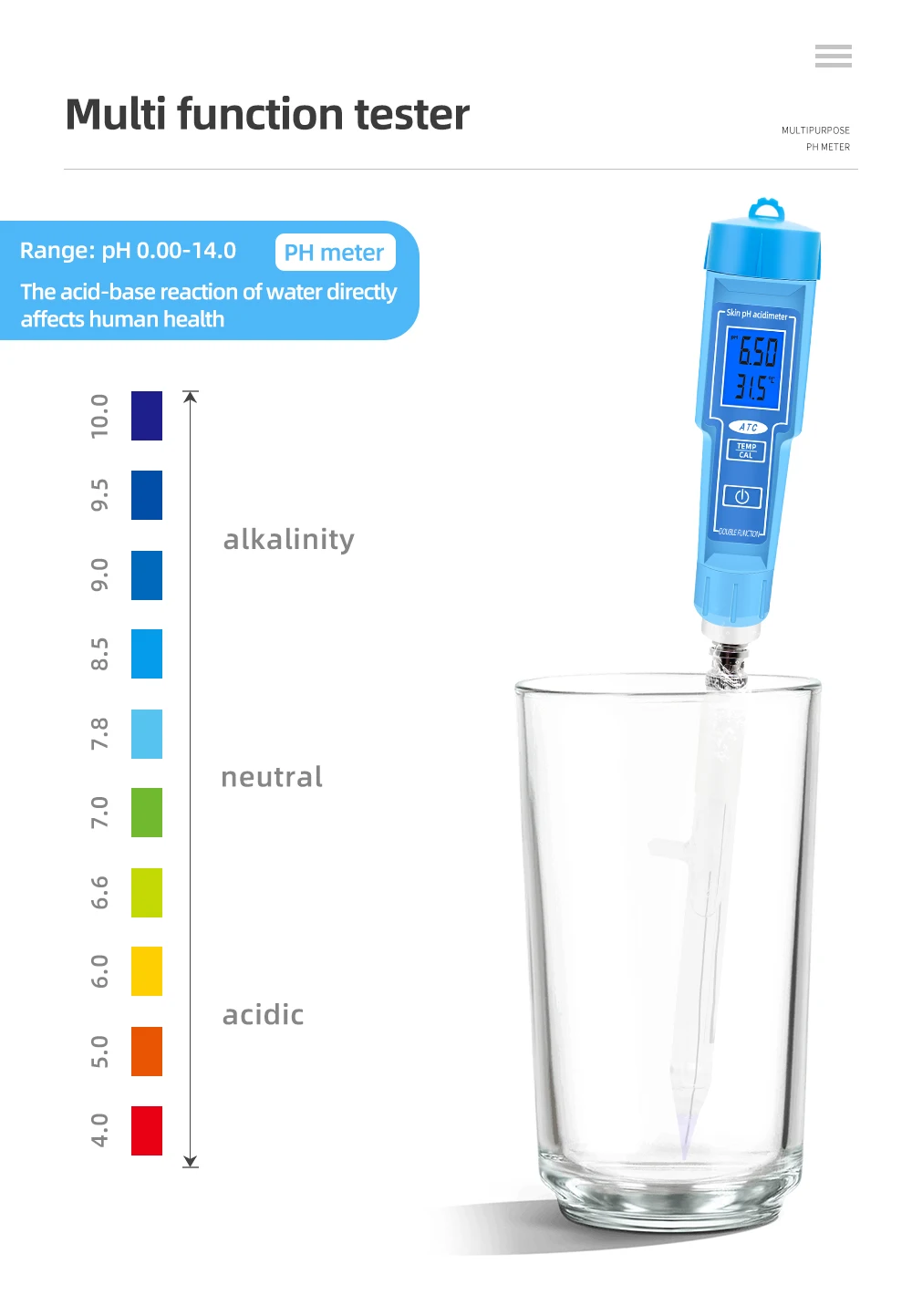 PH-61181 misuratore di PH digitale analizzatore di acidometro Tester di qualità dell\'acqua sonda di PH sostituibile per creme di formaggio del suolo