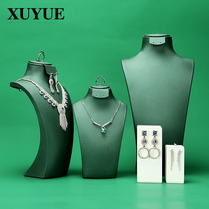 

New jewelry display stand green portrait neck jewelry props model necklace earrings ring display stand in stock