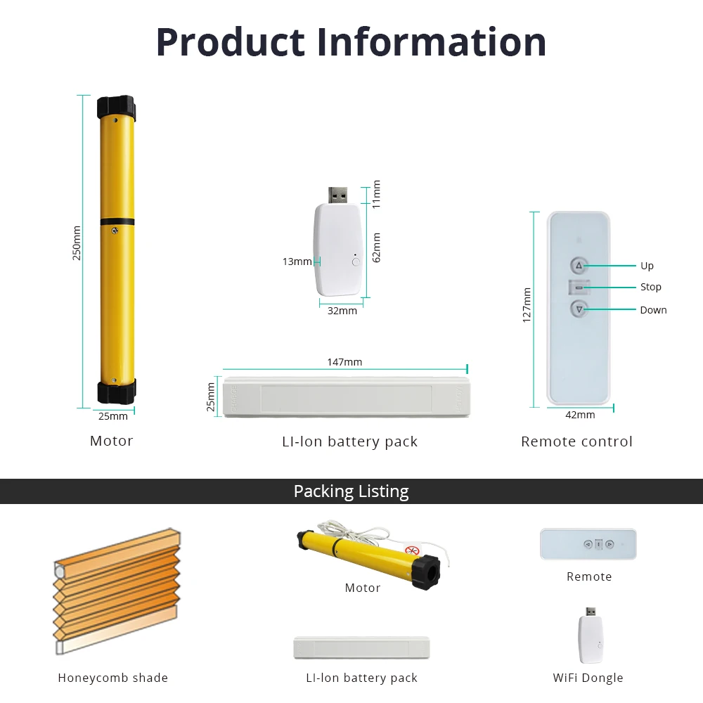 Zemismart-persiana eléctrica de panal personalizada, dispositivo con WiFi, batería integrada, Control de temporizador, Tuya, Google Home