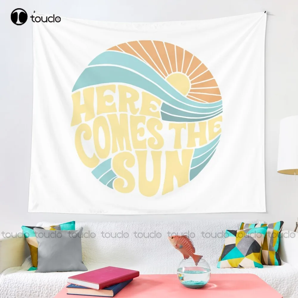 Groovy Here Comes The Sun Tapestry Tapestry Wall Hanging For Living Room Bedroom Dorm Room Home Decor Printed Tapestry