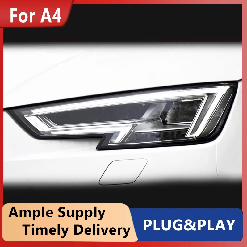 2 PCS Car Goods For Audi A4 B9 A4L 2017 2018 2019 Head lamp LED Headlight LED Dual Projector