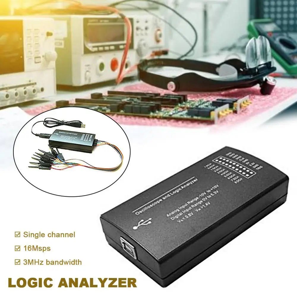 Virtual Oscilloscope Logic Analyzer LHT00SU1 Multi-function Signal Generator I2C SPI CAN Uart with Clamp Line and USB Connector