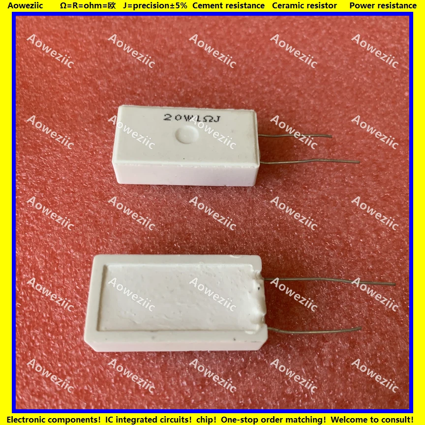 

10Pcs 20W1RJ RX27-5 Vertical Cement Resistance 20W 1 ohm 1R 1RJ 20W1R 20W1ohm Ceramic Resistance precision 5% Power resistance