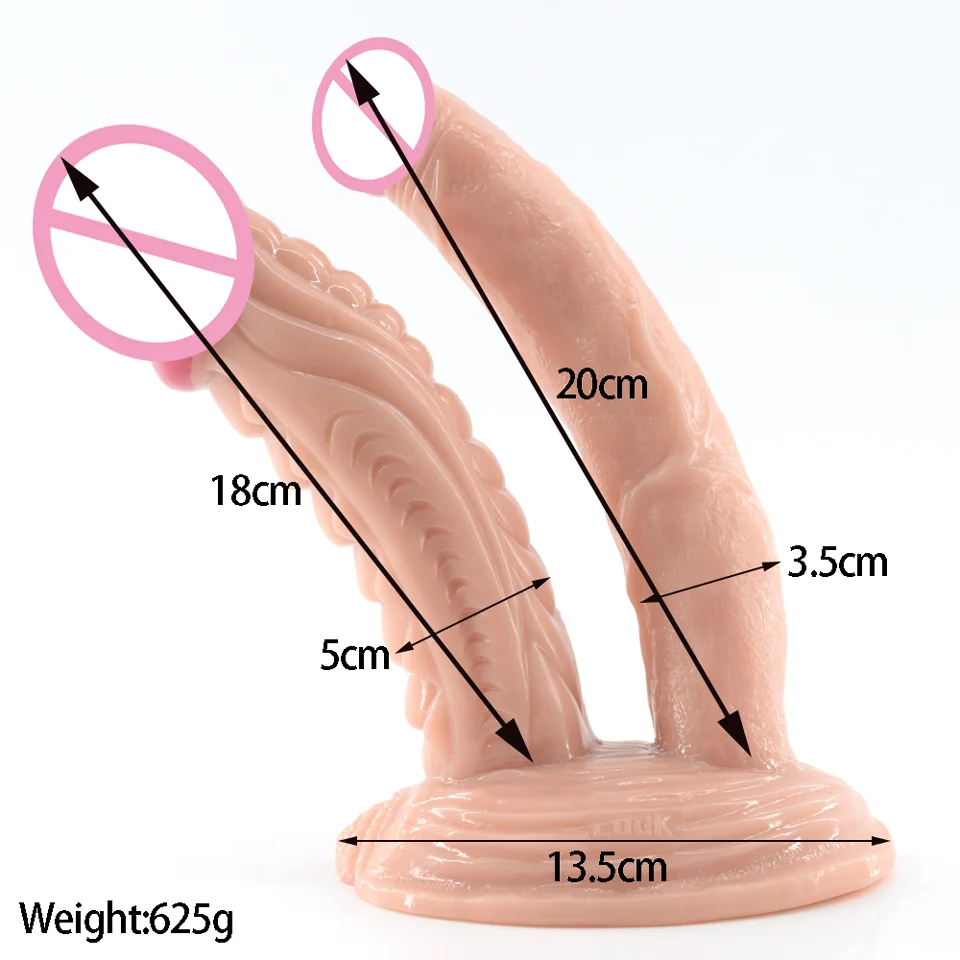 ROUGH BEAST  Double Dildos Female Masturbation Massager Huge Fist Dildo Anal Plug Toys  with Sucker Cup Sex Toys for Women