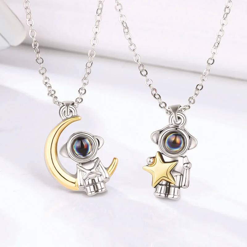 100 Languages Projection Necklace for Woman Men Lovers Girls Boy Lady Female Astronaut Couple  Necklace Necklaces Jewelry Gift