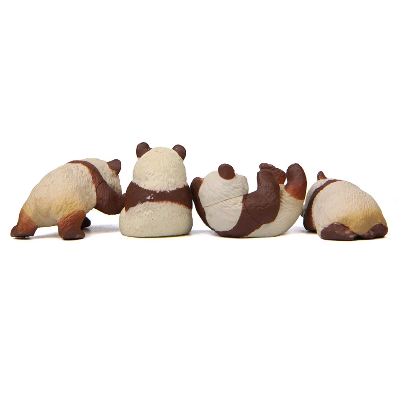 4PCS/Set Cute Chinese Panda Bear Animal Mini Figures Collectible Toys Baby Panda Figurine Resin Decoration Toy for Children Toys