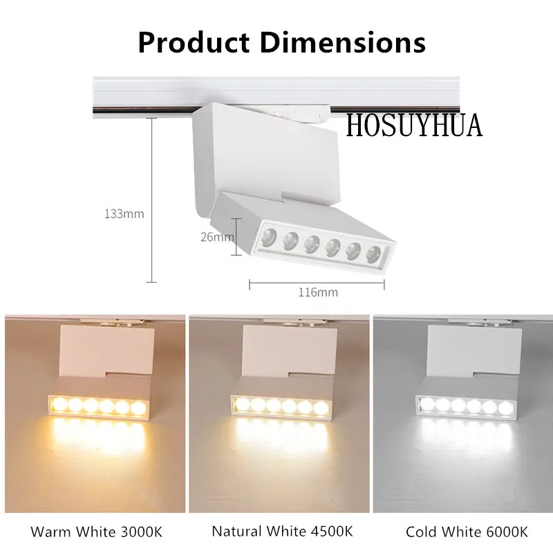 LED Track Lights 12W COB Ceiling Track Spot Lights Rail Lamps For Shoes Store Lamp Exhibition Shop Lighting AC110V AC220V AC230V