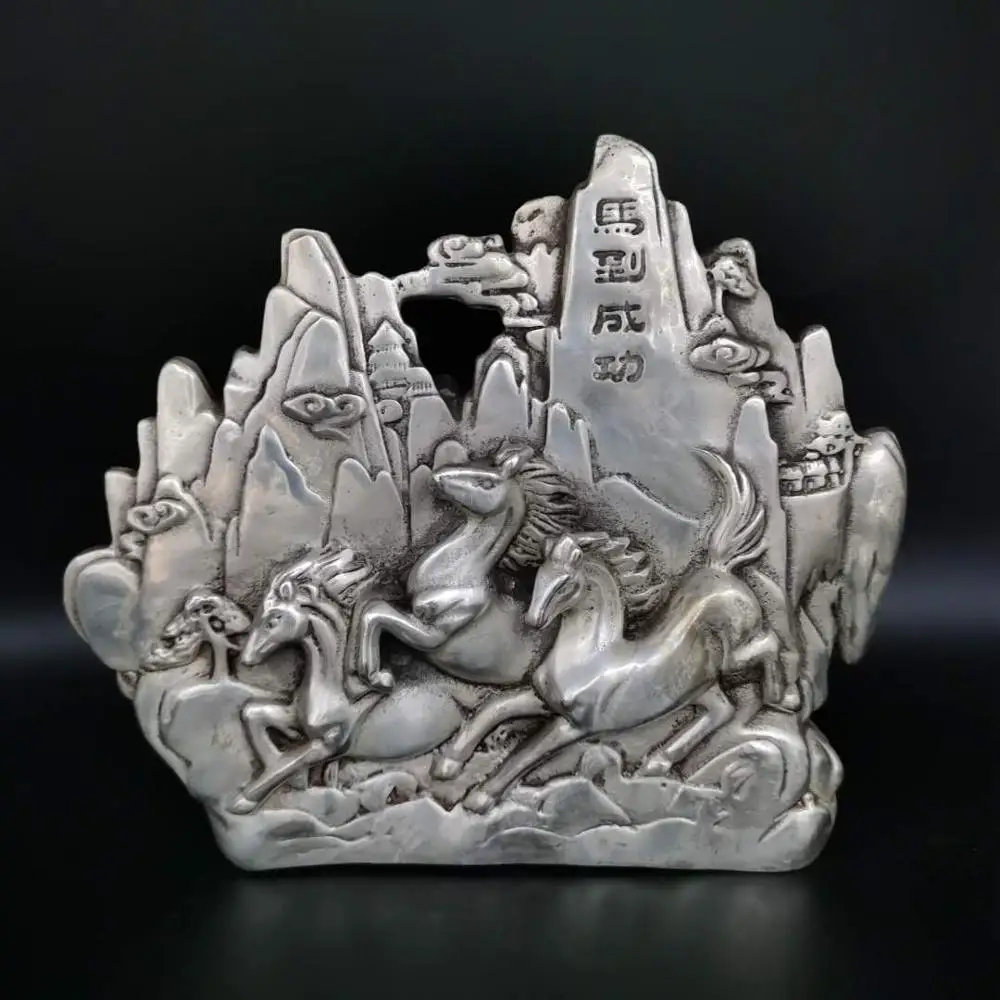 Antique Chinease Qing Dynasty  Ma to success silver statue /sculpture,Handicrafts,best collection&adornment, Free shipping